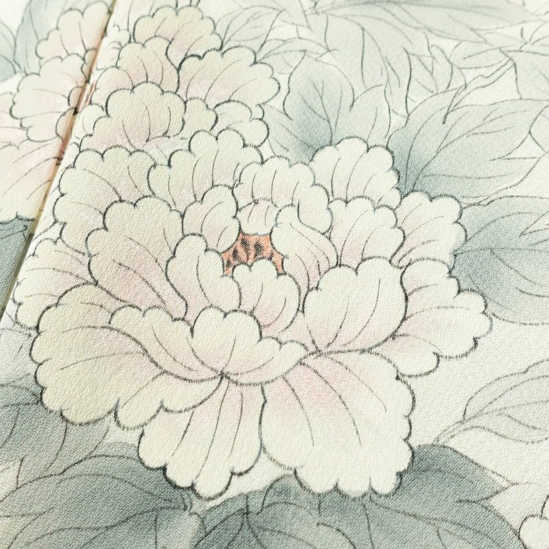 付け下げ 落款入り しつけ糸付き 正絹 花柄 袷仕立て 身丈159.5cm 裄丈67cm リサイクル着物 着物 手描き フォーマル 上品 白_画像7