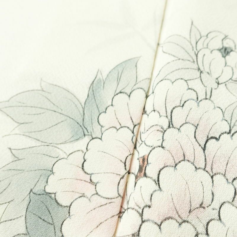 付け下げ 落款入り しつけ糸付き 正絹 花柄 袷仕立て 身丈159.5cm 裄丈67cm リサイクル着物 着物 手描き フォーマル 上品 白_画像9