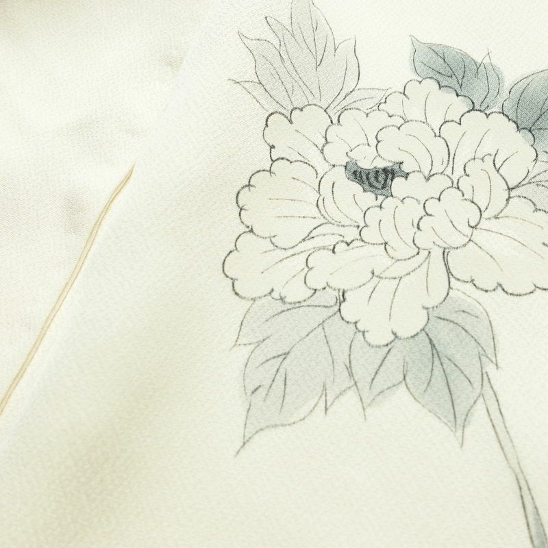 付け下げ 落款入り しつけ糸付き 正絹 花柄 袷仕立て 身丈159.5cm 裄丈67cm リサイクル着物 着物 手描き フォーマル 上品 白_画像17