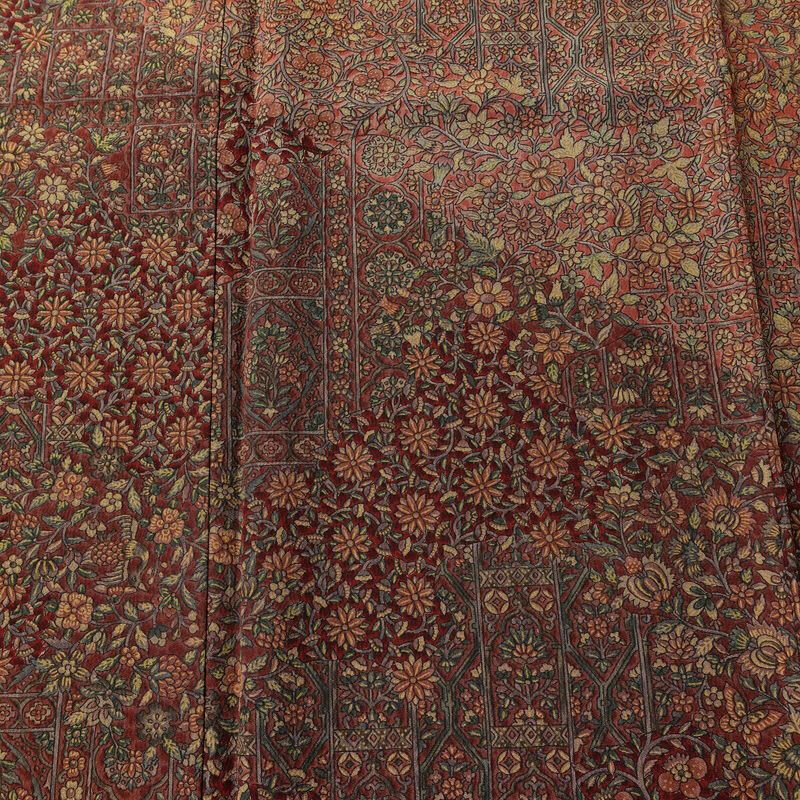 付け下げ 良品 縮緬 正絹 小紋柄 幾何学柄・抽象柄 袷仕立て 身丈162cm 裄丈67cm リサイクル着物 着物 洒落 茶_画像6