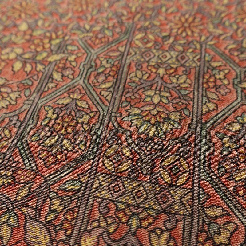 付け下げ 良品 縮緬 正絹 小紋柄 幾何学柄・抽象柄 袷仕立て 身丈162cm 裄丈67cm リサイクル着物 着物 洒落 茶_画像9