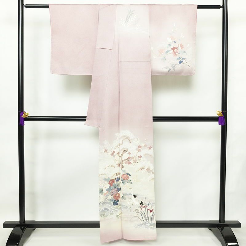 付け下げ 良品 しつけ糸付き 正絹 花柄 袷仕立て 身丈158.5cm 裄丈64cm リサイクル着物 着物 入学式 卒業式 七五三 お宮参り フォーマル 上品 ラベンダーピンク ピンク_画像2