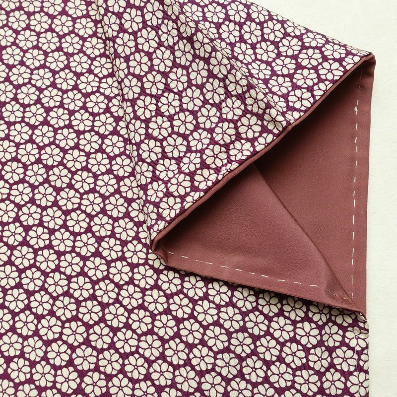 小紋 縮緬 総柄 正絹 花柄 袷仕立て 身丈167.5cm 裄丈62.5cm リサイクル着物 着物 モダン 紫・藤色_画像13