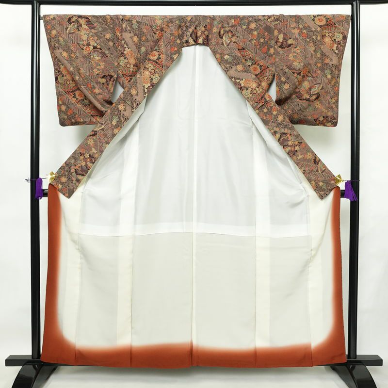 小紋 総柄 正絹 古典柄 袷仕立て 身丈159cm 裄丈67cm リサイクル着物 着物 モダン 多色使い_画像3