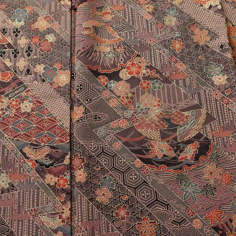 小紋 総柄 正絹 古典柄 袷仕立て 身丈159cm 裄丈67cm リサイクル着物 着物 モダン 多色使い_画像6