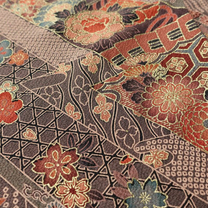 小紋 総柄 正絹 古典柄 袷仕立て 身丈159cm 裄丈67cm リサイクル着物 着物 モダン 多色使い_画像8