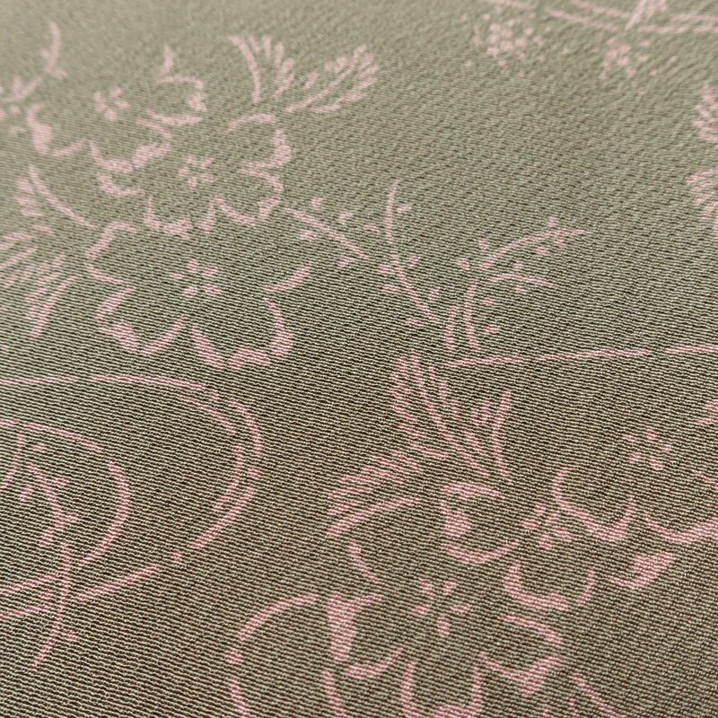 小紋 落款入り 縮緬 総柄 正絹 花柄 袷仕立て 身丈151cm 裄丈63cm リサイクル着物 着物 モダン 緑・うぐいす色_画像8