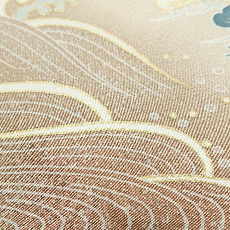 付け下げ 良品 縮緬 正絹 風景柄 袷仕立て 身丈164.5cm 裄丈70.5cm ゆったりサイズ ワイド リサイクル着物 着物 箔 金彩 入学式 卒業式 七五三 お宮参り フォーマル 上品 ベージュ_画像10