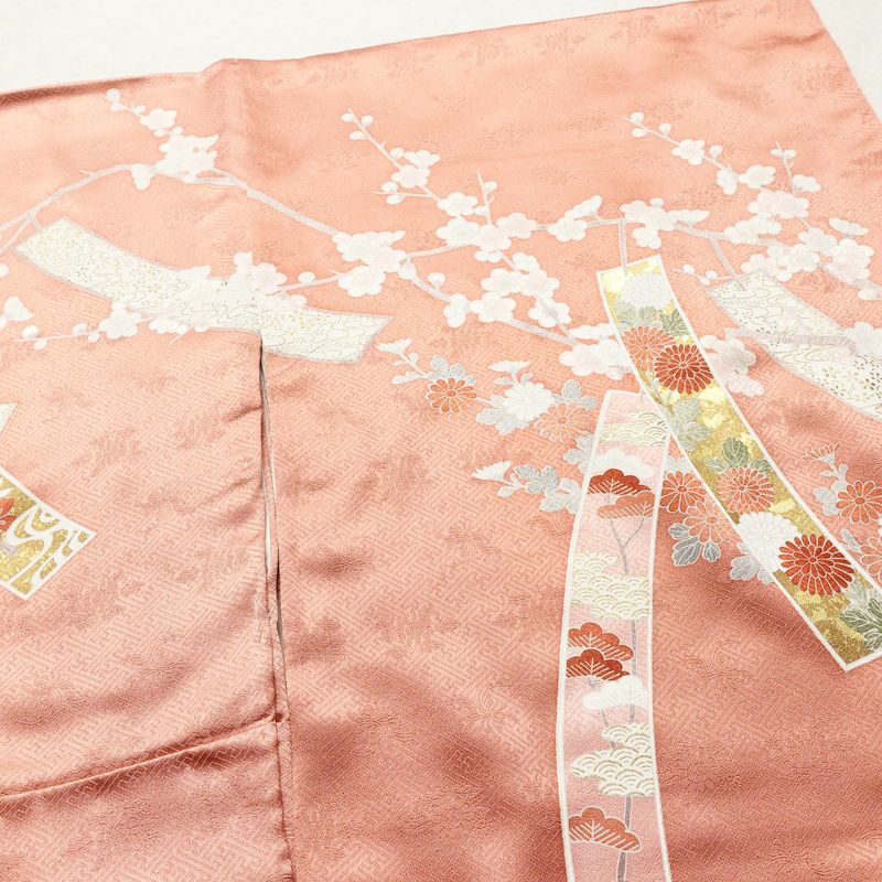 訪問着 良品 金駒刺繍 綸子 正絹 古典柄 袷仕立て 身丈163.5cm 裄丈67cm リサイクル着物 着物 箔 共八掛 入学式 卒業式 七五三 パーティー お宮参り フォーマル 華やか 菊 桜 ピンク_画像15