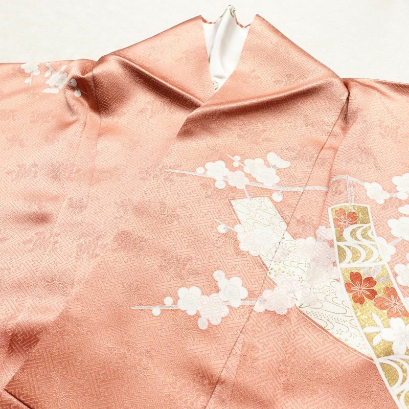 訪問着 良品 金駒刺繍 綸子 正絹 古典柄 袷仕立て 身丈163.5cm 裄丈67cm リサイクル着物 着物 箔 共八掛 入学式 卒業式 七五三 パーティー お宮参り フォーマル 華やか 菊 桜 ピンク_画像17