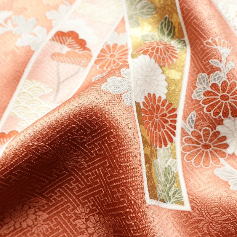 訪問着 良品 金駒刺繍 綸子 正絹 古典柄 袷仕立て 身丈163.5cm 裄丈67cm リサイクル着物 着物 箔 共八掛 入学式 卒業式 七五三 パーティー お宮参り フォーマル 華やか 菊 桜 ピンク_画像21