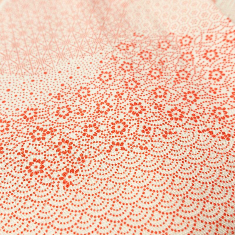 小紋 総柄 正絹 花柄 袷仕立て 身丈156.5cm 裄丈65cm リサイクル着物 着物 紬地 赤・朱_画像8