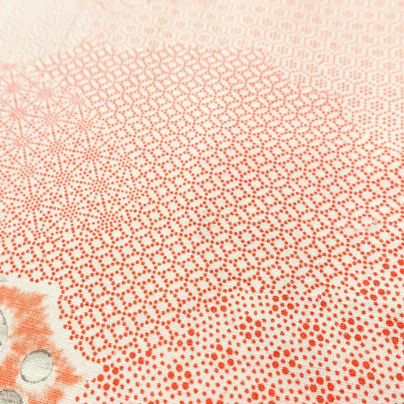 小紋 総柄 正絹 花柄 袷仕立て 身丈156.5cm 裄丈65cm リサイクル着物 着物 紬地 赤・朱_画像10