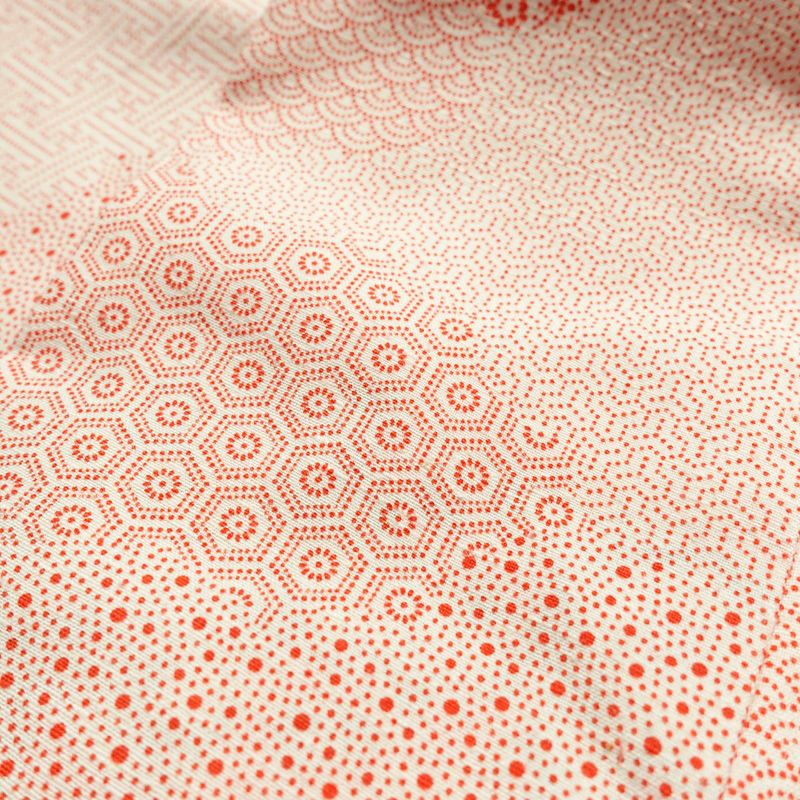 小紋 総柄 正絹 花柄 袷仕立て 身丈156.5cm 裄丈65cm リサイクル着物 着物 紬地 赤・朱_画像18