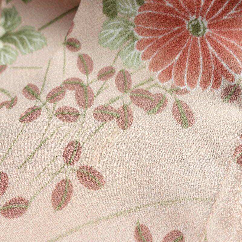 小紋 ポリエステル 花柄 袷仕立て 身丈165cm 裄丈66cm リサイクル着物 着物 ピンク_画像18