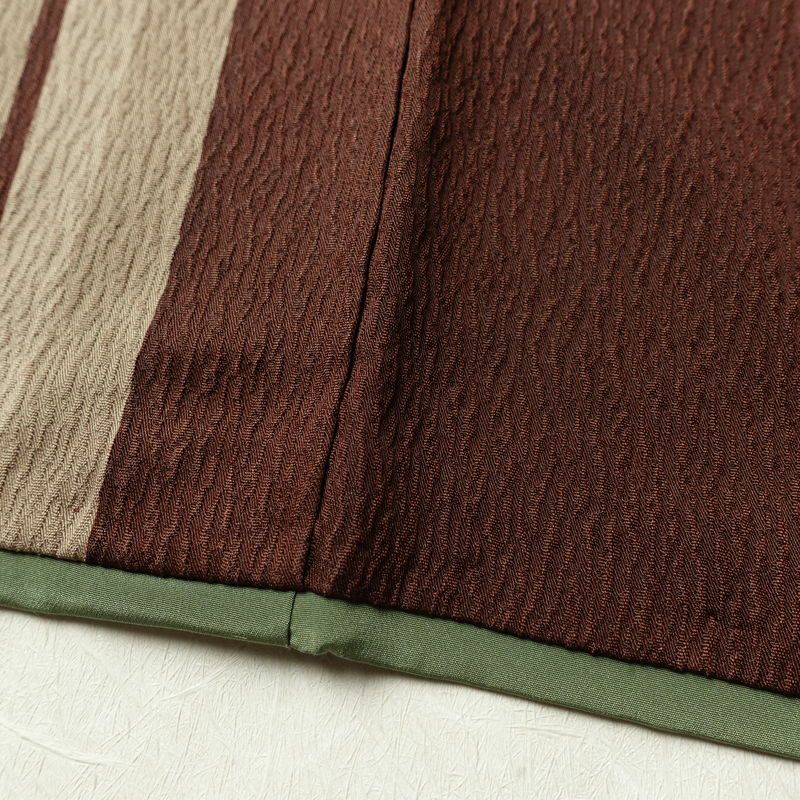 小紋 ポリエステル 古典柄 袷仕立て 身丈169cm 裄丈66.5cm リサイクル着物 着物 矢羽 モダン 茶_画像12