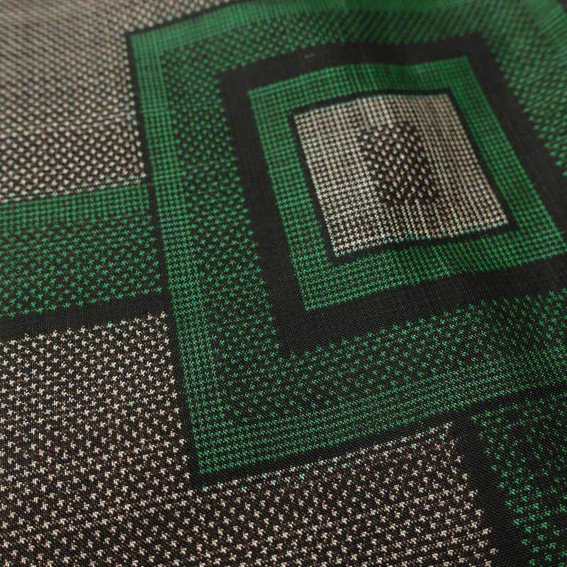 紬 正絹 幾何学柄・抽象柄 袷仕立て 身丈157.5cm 裄丈64.5cm リサイクル着物 着物 カジュアル 茶_画像8