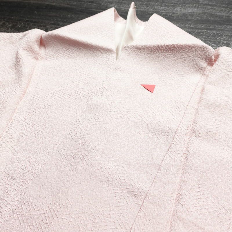 付け下げ 一つ紋付き 正絹 その他の柄 袷仕立て 身丈161.5cm 裄丈65cm リサイクル着物 着物 入学式 卒業式 七五三 お宮参り フォーマル シンプル 上品 ピンク_画像17