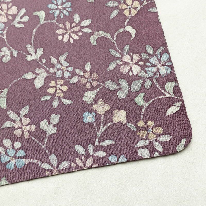 小紋 縮緬 総柄 正絹 花柄 袷仕立て 身丈155cm 裄丈65.5cm リサイクル着物 着物 紫・藤色_画像15