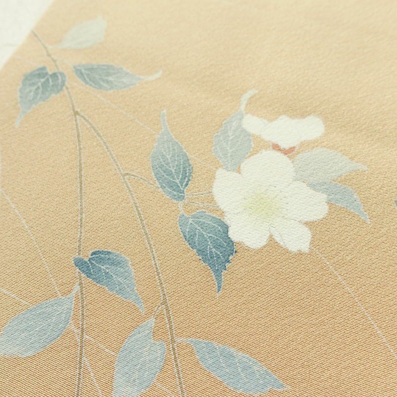 訪問着 縮緬 正絹 人物・動物柄 袷仕立て 身丈148cm 裄丈63cm リサイクル着物 着物 フォーマル シンプル 粋 ベージュ_画像8