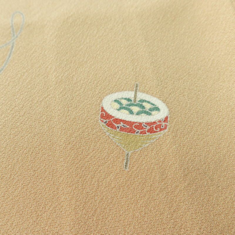 訪問着 縮緬 正絹 人物・動物柄 袷仕立て 身丈148cm 裄丈63cm リサイクル着物 着物 フォーマル シンプル 粋 ベージュ_画像9