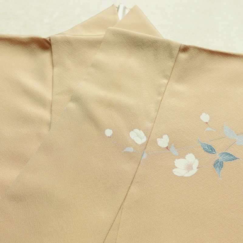 訪問着 縮緬 正絹 人物・動物柄 袷仕立て 身丈148cm 裄丈63cm リサイクル着物 着物 フォーマル シンプル 粋 ベージュ_画像17