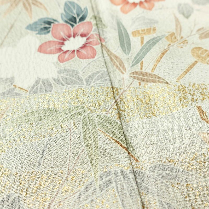 訪問着 良品 正絹 花柄 袷仕立て 身丈159.5cm 裄丈63.5cm リサイクル着物 一部しつけ糸付き 着物 箔 入学式 卒業式 七五三 お宮参り フォーマル ピンク_画像8