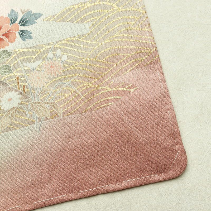 訪問着 良品 正絹 花柄 袷仕立て 身丈159.5cm 裄丈63.5cm リサイクル着物 一部しつけ糸付き 着物 箔 入学式 卒業式 七五三 お宮参り フォーマル ピンク_画像17