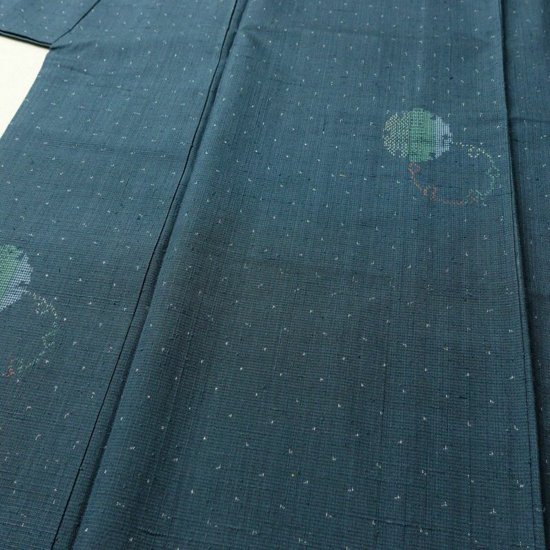 紬 正絹 古典柄 袷仕立て 身丈162.5cm 裄丈67cm リサイクル着物 着物 カジュアル 紬地 青・紺_画像5