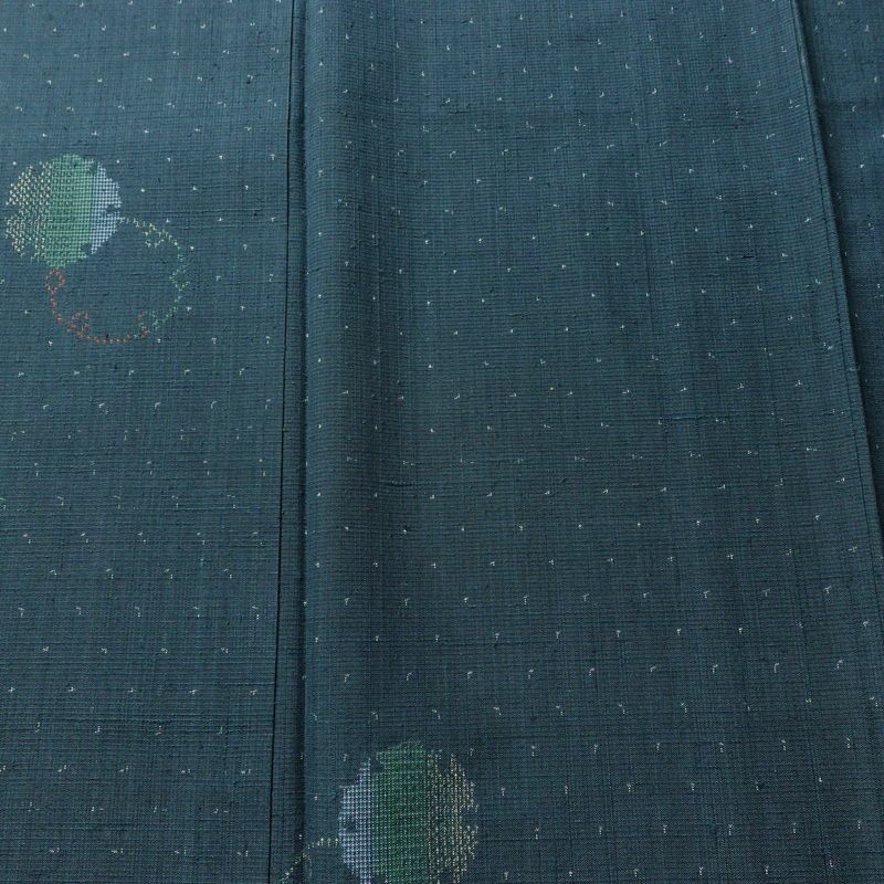 紬 正絹 古典柄 袷仕立て 身丈162.5cm 裄丈67cm リサイクル着物 着物 カジュアル 紬地 青・紺_画像6