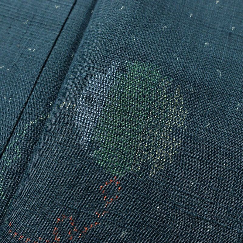 紬 正絹 古典柄 袷仕立て 身丈162.5cm 裄丈67cm リサイクル着物 着物 カジュアル 紬地 青・紺_画像7