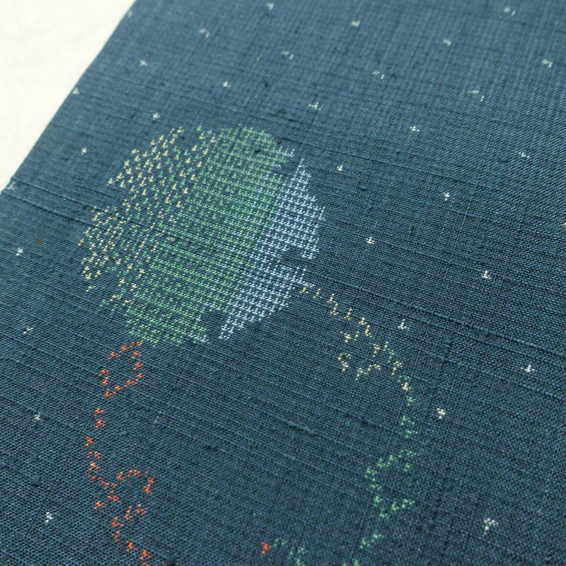 紬 正絹 古典柄 袷仕立て 身丈162.5cm 裄丈67cm リサイクル着物 着物 カジュアル 紬地 青・紺_画像8