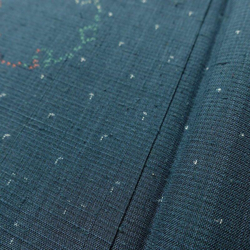 紬 正絹 古典柄 袷仕立て 身丈162.5cm 裄丈67cm リサイクル着物 着物 カジュアル 紬地 青・紺_画像9