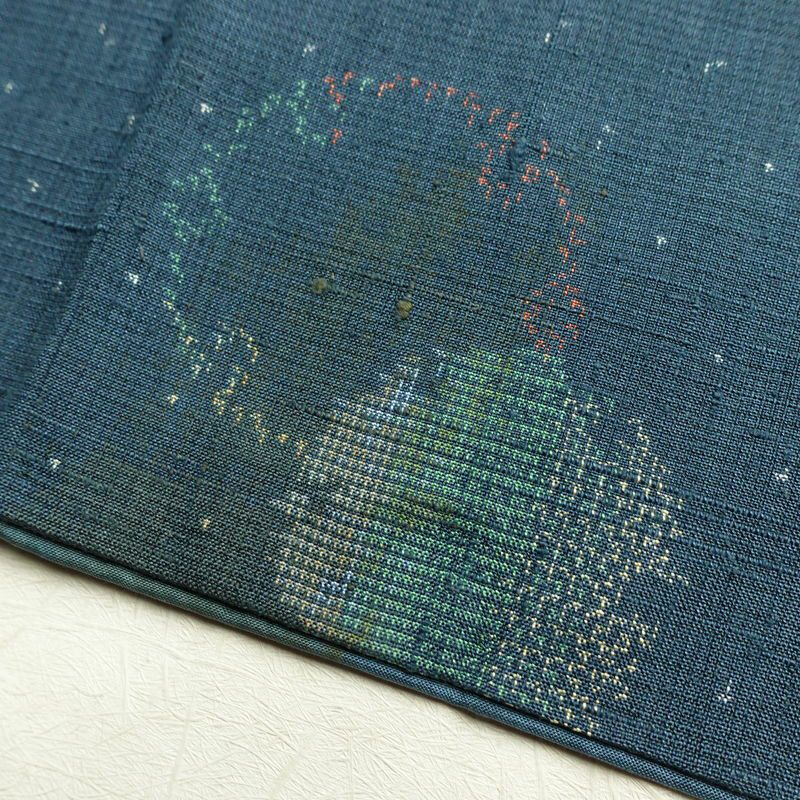 紬 正絹 古典柄 袷仕立て 身丈162.5cm 裄丈67cm リサイクル着物 着物 カジュアル 紬地 青・紺_画像12