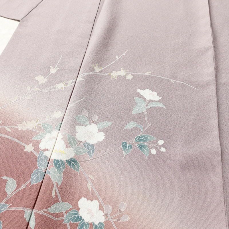 訪問着 縮緬 一つ紋付き 正絹 花柄 袷仕立て 身丈159cm 裄丈64cm リサイクル着物 着物 共八掛 入学式 卒業式 七五三 お宮参り フォーマル 上品 紫・藤色_画像5