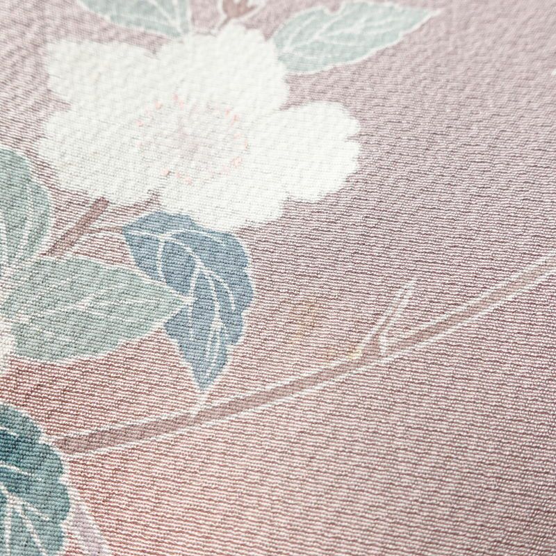 訪問着 縮緬 一つ紋付き 正絹 花柄 袷仕立て 身丈159cm 裄丈64cm リサイクル着物 着物 共八掛 入学式 卒業式 七五三 お宮参り フォーマル 上品 紫・藤色_画像9