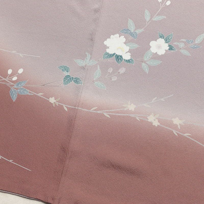 訪問着 縮緬 一つ紋付き 正絹 花柄 袷仕立て 身丈159cm 裄丈64cm リサイクル着物 着物 共八掛 入学式 卒業式 七五三 お宮参り フォーマル 上品 紫・藤色_画像12