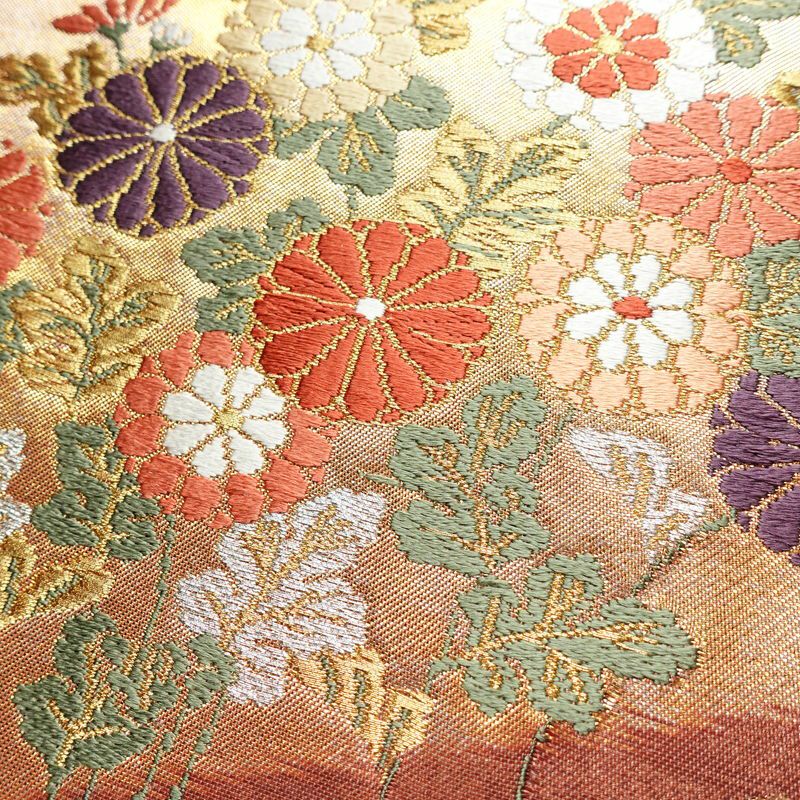 名古屋帯 太鼓柄 良品 正絹 古典柄 名古屋仕立て リサイクル帯 帯 箔 引箔 松 菊 ピンク_画像3