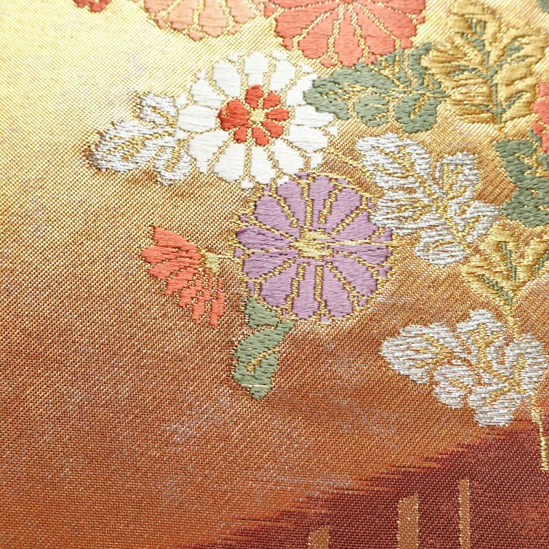 名古屋帯 太鼓柄 良品 正絹 古典柄 名古屋仕立て リサイクル帯 帯 箔 引箔 松 菊 ピンク_画像7