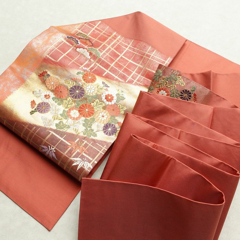 名古屋帯 太鼓柄 良品 正絹 古典柄 名古屋仕立て リサイクル帯 帯 箔 引箔 松 菊 ピンク_画像17