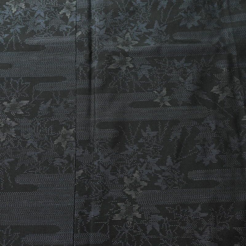 大島紬 証紙なし 正絹 木の葉・植物柄 袷仕立て 身丈161cm 裄丈67cm リサイクル着物 着物 青・紺_画像6