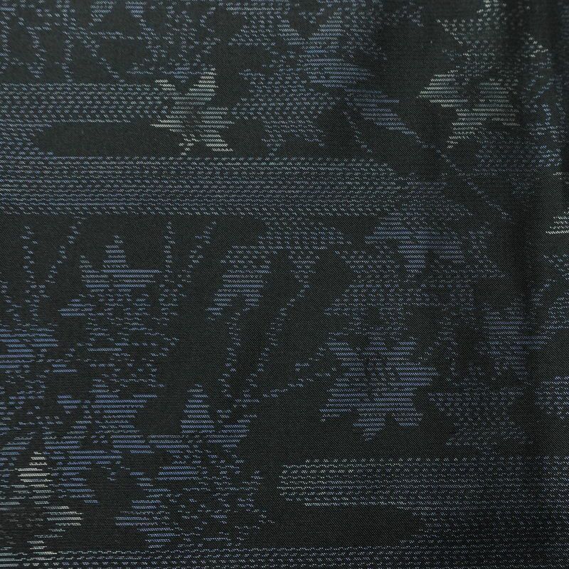 大島紬 証紙なし 正絹 木の葉・植物柄 袷仕立て 身丈161cm 裄丈67cm リサイクル着物 着物 青・紺_画像7