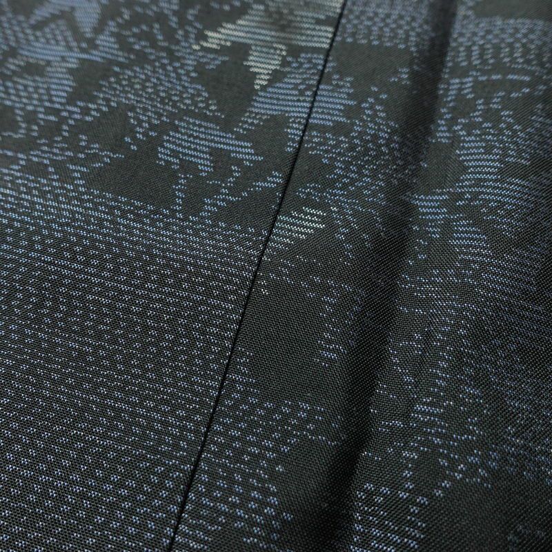 大島紬 証紙なし 正絹 木の葉・植物柄 袷仕立て 身丈161cm 裄丈67cm リサイクル着物 着物 青・紺_画像8