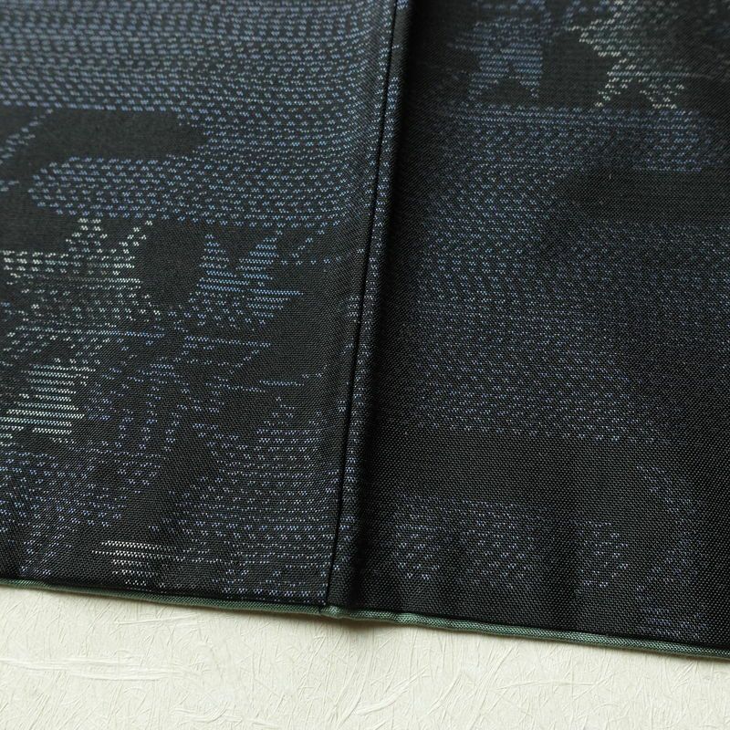 大島紬 証紙なし 正絹 木の葉・植物柄 袷仕立て 身丈161cm 裄丈67cm リサイクル着物 着物 青・紺_画像10