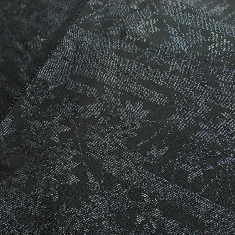 大島紬 証紙なし 正絹 木の葉・植物柄 袷仕立て 身丈161cm 裄丈67cm リサイクル着物 着物 青・紺_画像11