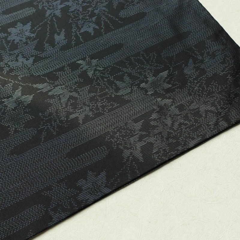 大島紬 証紙なし 正絹 木の葉・植物柄 袷仕立て 身丈161cm 裄丈67cm リサイクル着物 着物 青・紺_画像16