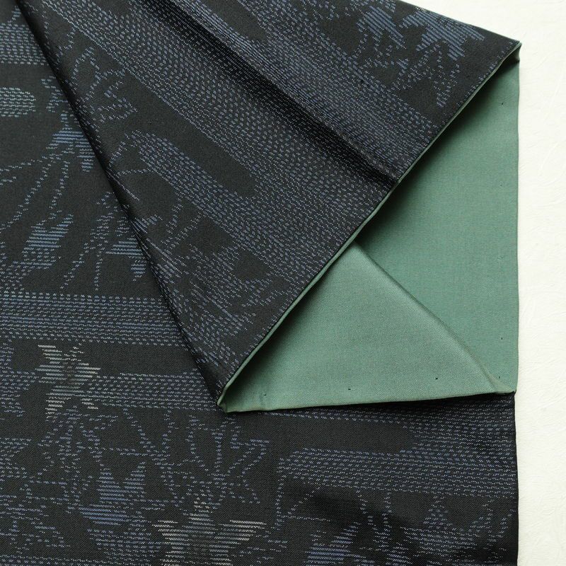 大島紬 証紙なし 正絹 木の葉・植物柄 袷仕立て 身丈161cm 裄丈67cm リサイクル着物 着物 青・紺_画像17