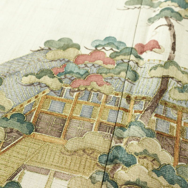 付け下げ 良品 正絹 風景柄 袷仕立て 身丈160.5cm 裄丈65.5cm リサイクル着物 着物 フォーマル 上品 紬地 ベージュ_画像10