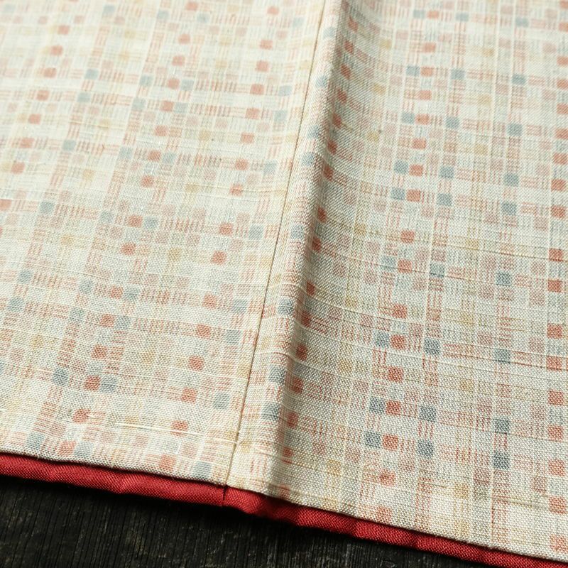 紬 つむぎ着物 正絹 チェック・格子柄 袷仕立て 身丈157.5cm 裄丈66cm リサイクル着物 着物 モダン 白_画像12