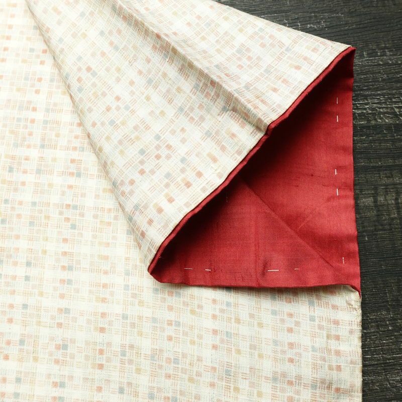 紬 つむぎ着物 正絹 チェック・格子柄 袷仕立て 身丈157.5cm 裄丈66cm リサイクル着物 着物 モダン 白_画像15